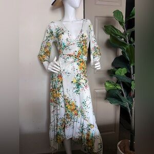 Cielo White and Yellow Floral Maxi Dress